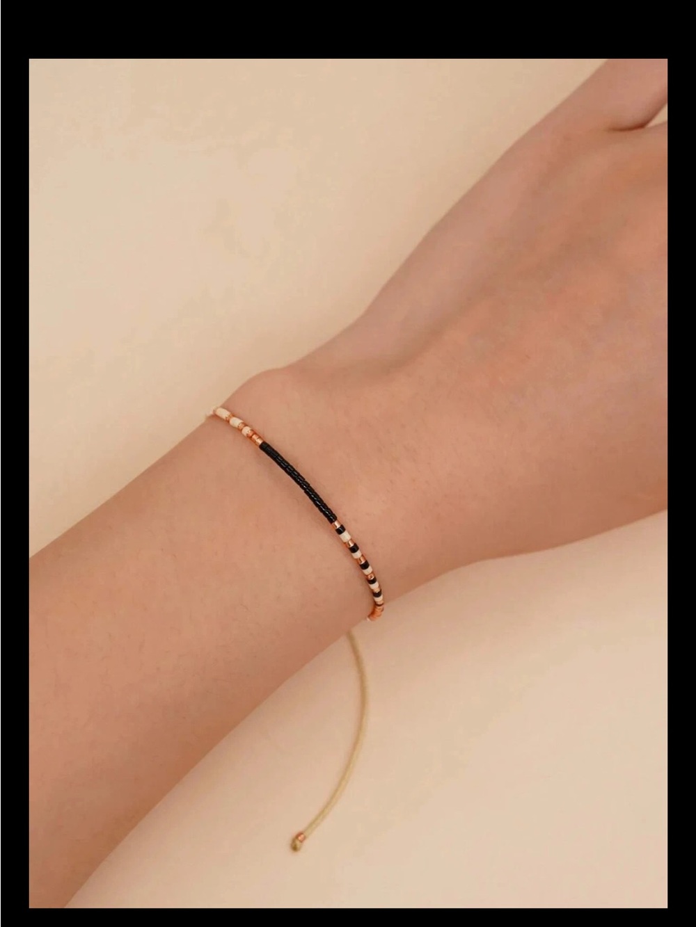 Minimalist Stone Beaded Bracelet w Adjustable Strap w Gift Box- NEW-Great Gift